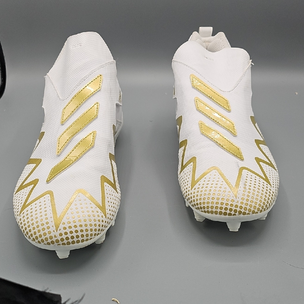 Adidas White and Gold Sports Cleats